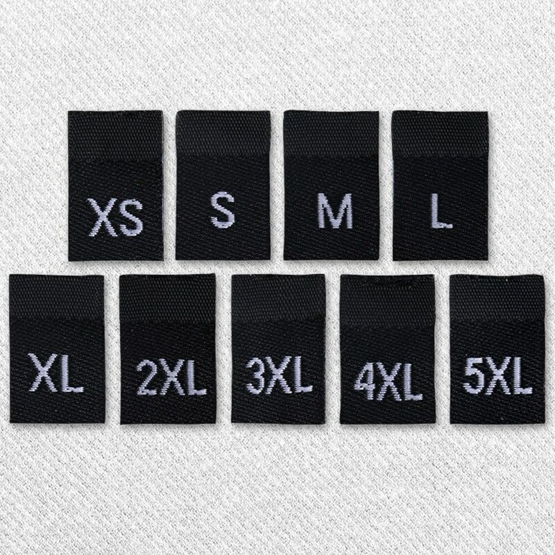 "Ultnice Custom Size Labels Voor Het Naaien Van Kleding-500 Stuks Zwart Shirt Maten XS-XL"