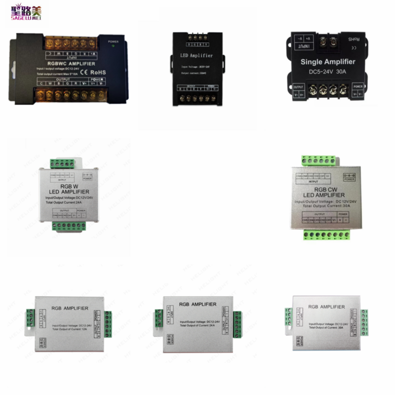 Contrôleur d'amplificateur LED à document unique, répéteur de puissance à bande, DC 5V, 12V, 24V, RGB, RGBW, RGBWW, RGB + CCT, 12A, 24A, 30A, 50A, 1CH, 3CH, 4CH, 5CH