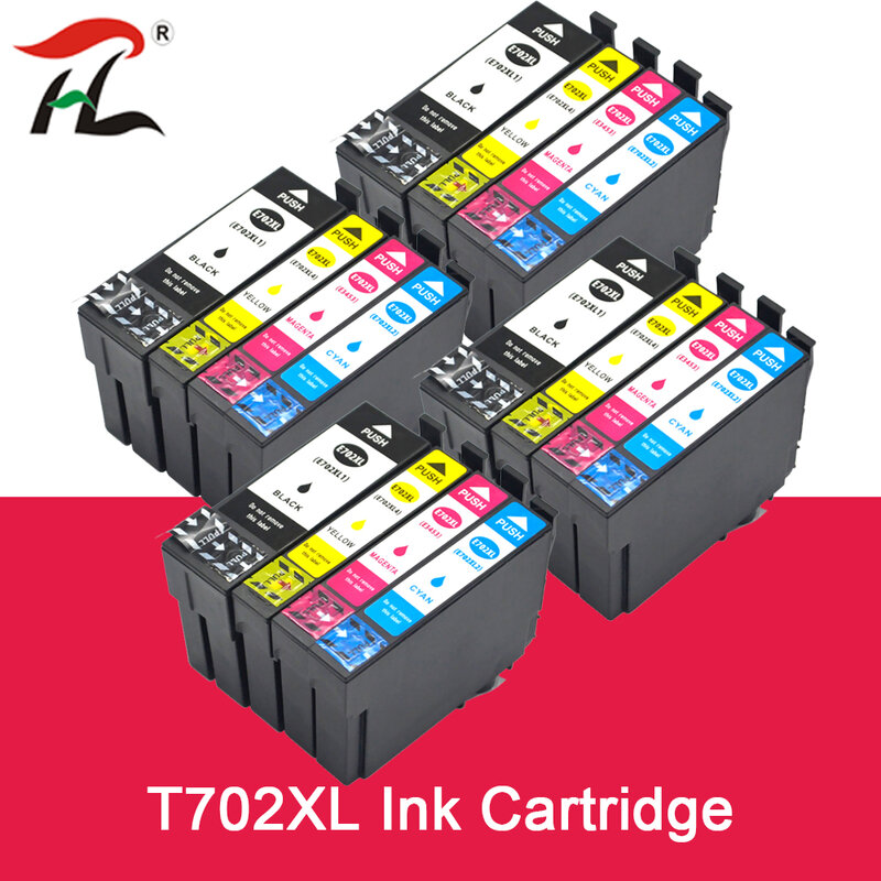 Cartucho de tinta para Epson, substituição para Epson Workforce Pro, WF-3720, WF-3725, WF-3730, WF-3733, 702XL, 702XL