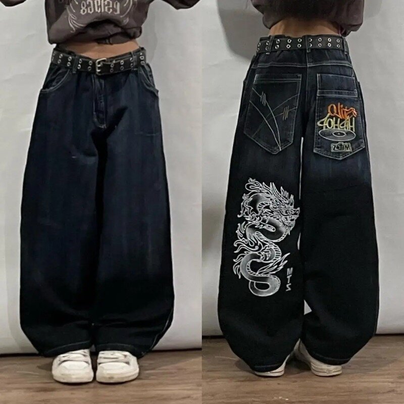 2024 hip-hop retro jeans Y2K high-waist washed personality casual Harajuku style trendy clothing denim trousers street style