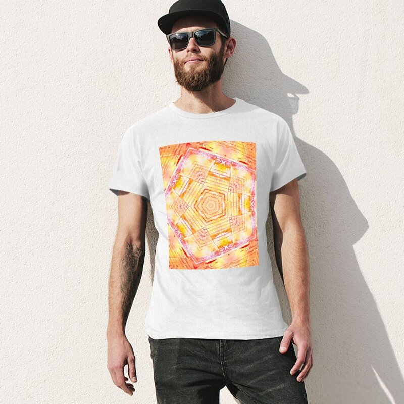 T-shirt Design arancione magliette grafiche magliette estetiche magliette pesanti slim fit per uomo