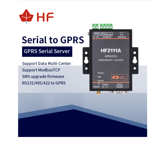 Hot Selling  Home HF2111A Industrial Modbus Serial RS232 RS485 RS422 to GPRS Converter Device Serial Server support MQTT