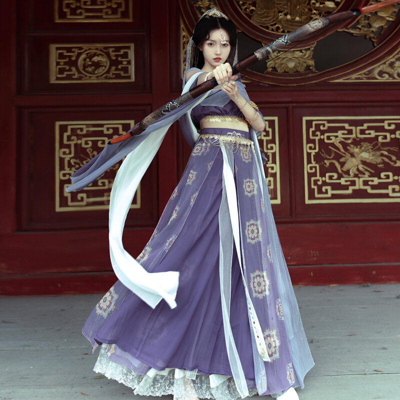 Casaco casual chinês para mulheres, saia girando, sling do elemento chinês, primavera, verão, outono, princesa árabe trajes