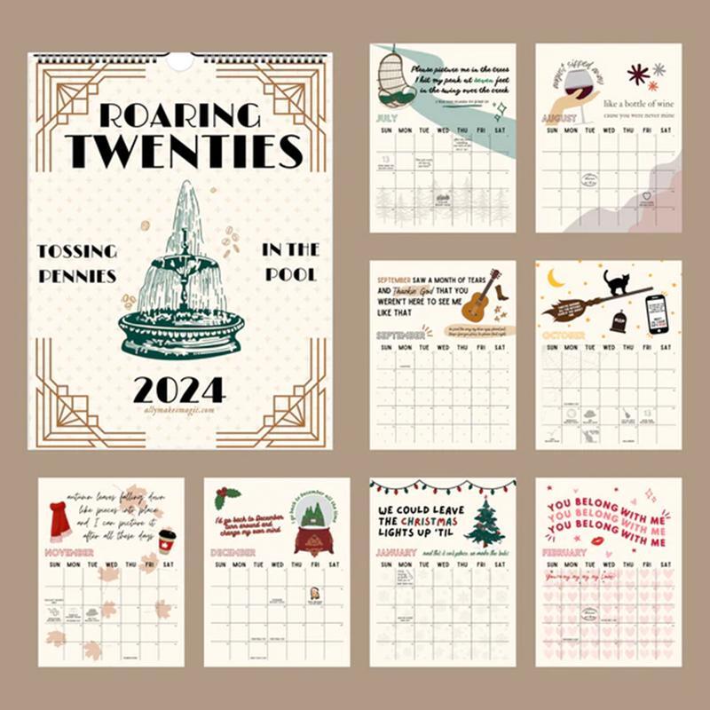 Calendario para montar en la pared, planificador práctico de arte de pared para lista de tareas pendientes y familia, 12 meses, 2024, 2024