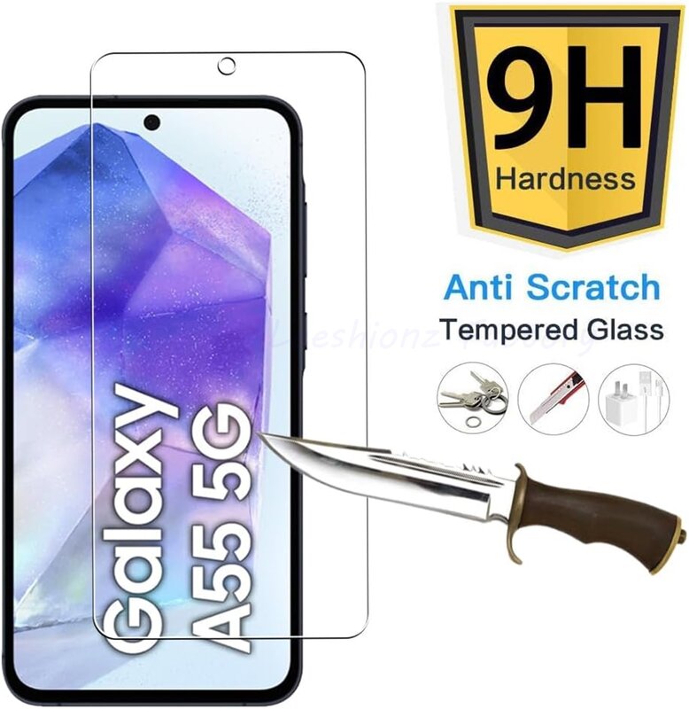 ฟิล์มกระจก10D หนา2/4ชิ้นสำหรับ Samsung Galaxy A55 A55 5ก. ฟิล์มกระจกป้องกันหน้าจอ