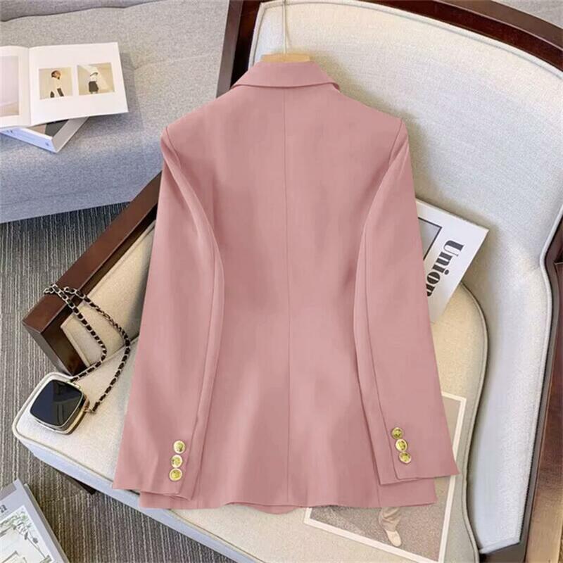 Women Suit Coat Chic Women's Double Breasted Elegant Ol Style Loose Fit Lapel Collar Pockets for Formal Business Attire Women