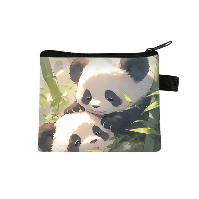 Panda série Coin Purse para estudante, saco de cartão infantil, saco de armazenamento bonito, saco de auscultadores, mini carteira, Pochette Little Bag, novo