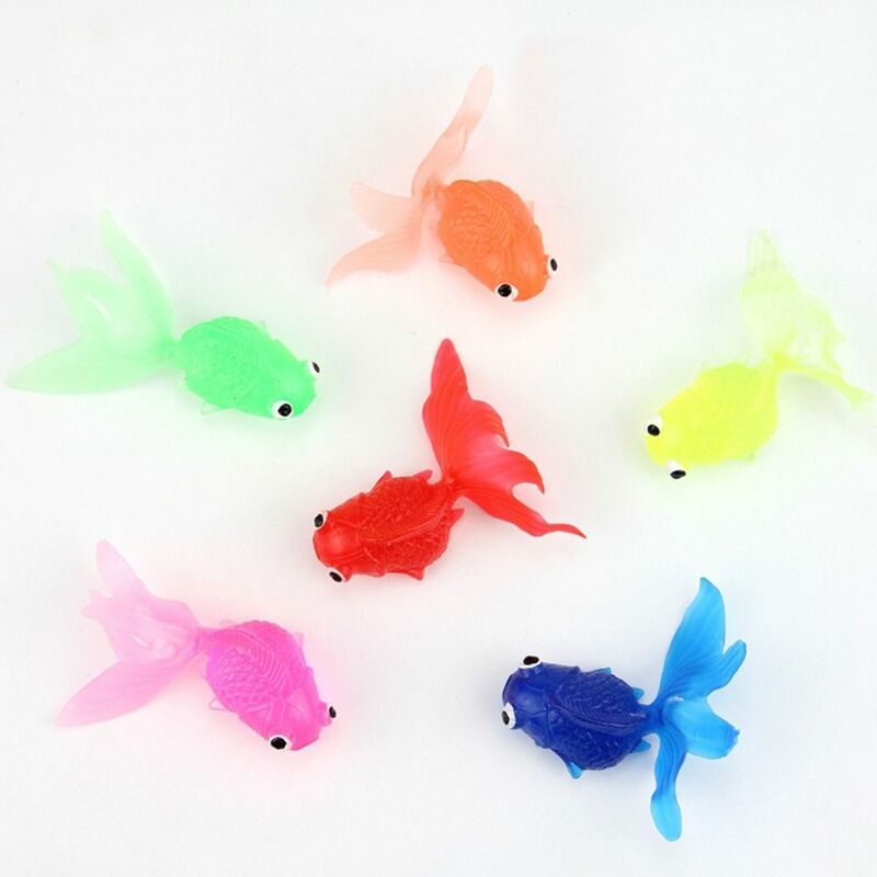 TPR Bathroom Shower Toy Funny Floating Ornament Game Soft Rubber Goldfish Set Educational Toy Children