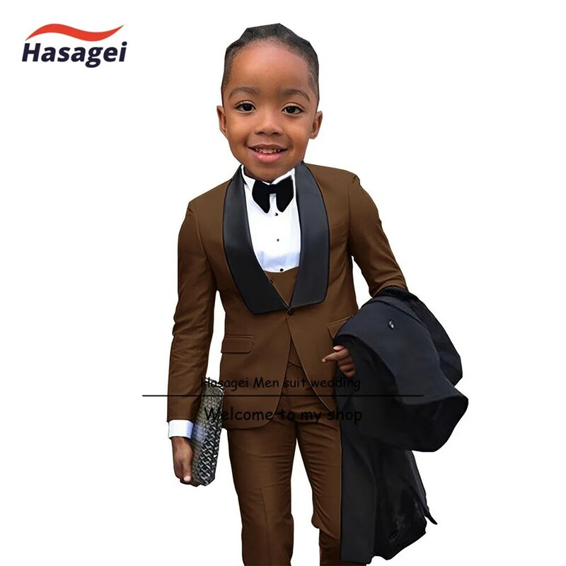 Champagne Boys Suit 3 Piece Fashion Design Kids 2-16 Years Old Wedding Tuxedo Formal Clothing Teen Stage Wear