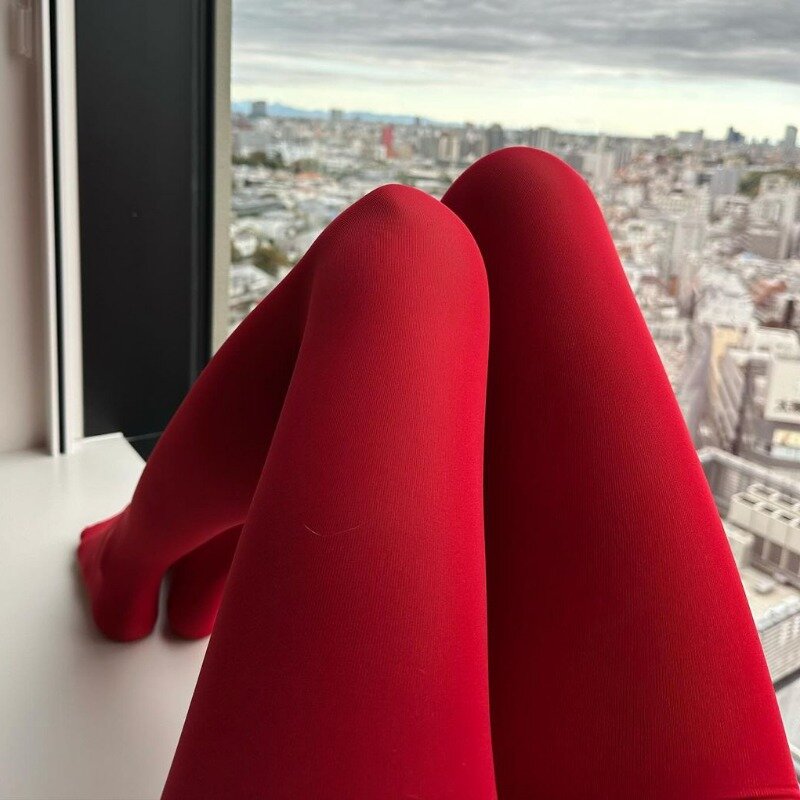 جوارب طويلة للنساء ، ليغنغز دانتيل ، جوارب مثيرة للسيدات ، نحيفة ، حمراء ، شتاء ، جديدة