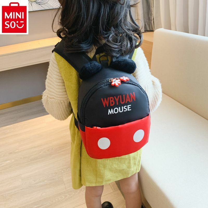 MINISO Disney Cartoon Mickey Minnie Student Leisure Travel Backpack Cute and Sweet Children's Backpack