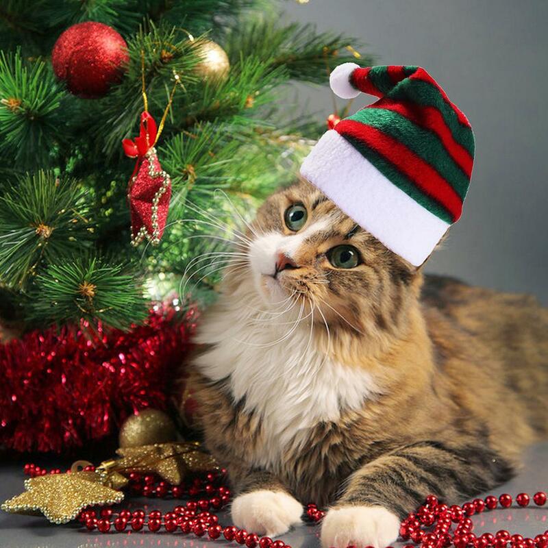Dog Hat Pet Striped Christmas Hat Multicolor Cat Dog Dress Up Headwear Pet Dogs Caps For Xmas Party Decoration