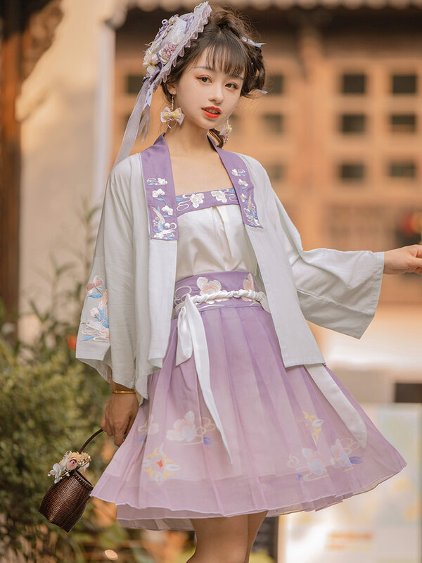 Summer New Chinese Style Thin Sunscreen Shirt Improved Hanfu Song Dynasty Short Women 3 Piece Suit