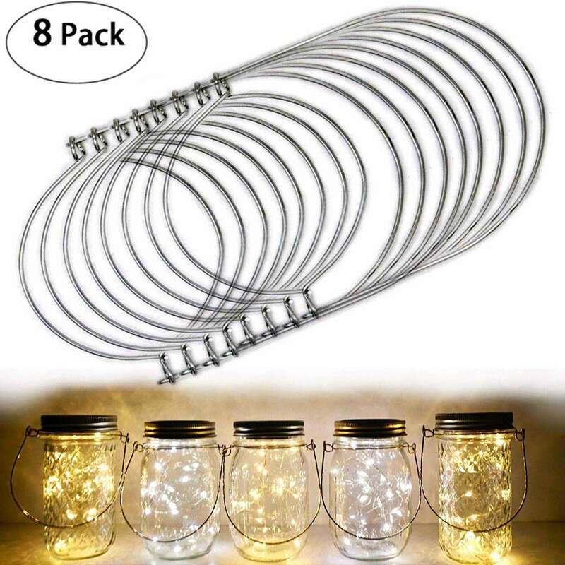 16x Stainless Steel Wire Handles (Handle-Ease) Mason Jar Hangers and Hooks for Regular Mouth, Silver(Not Included Jars)