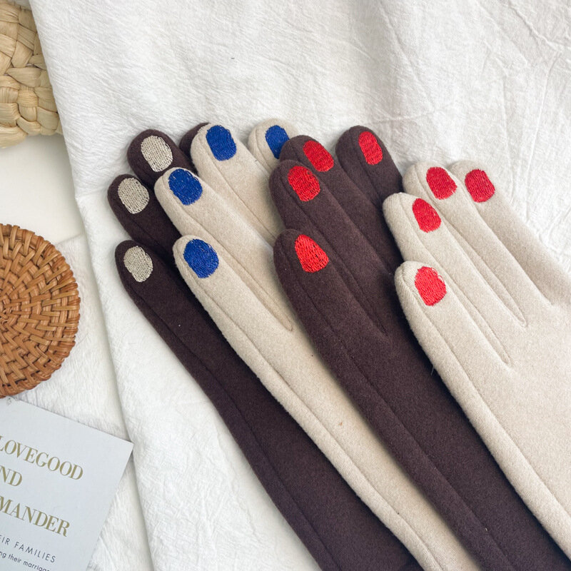 女性のための創造的な芸術的な刺繍の手袋,ファッショナブルなヴィンテージの女性の手袋,フルフィンガーメント,タッチスクリーン,暖かい,t124a
