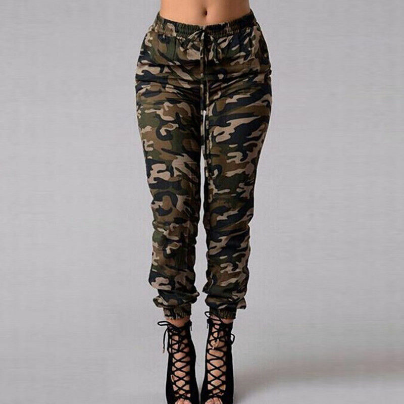 Calças femininas de moda camuflagem do exército magro ajuste elástico calças jeans plus size joggings calças femininas casual outfit streetwear y2k