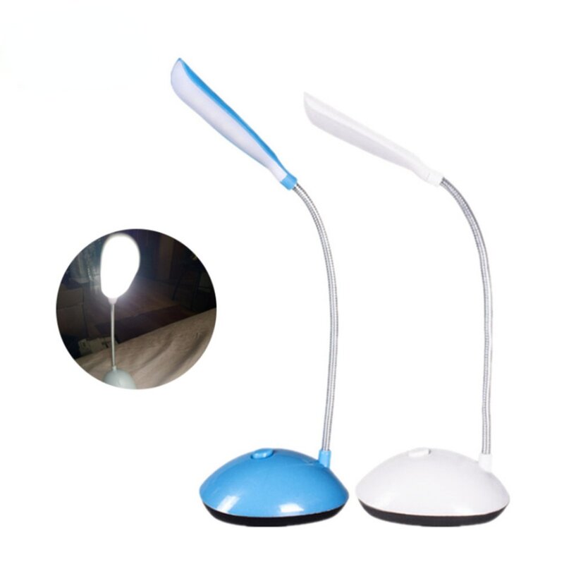 Lampu meja LED portabel dapat dilipat, lampu belajar LED bertenaga baterai AAA lampu baca pelindung mata warna-warni