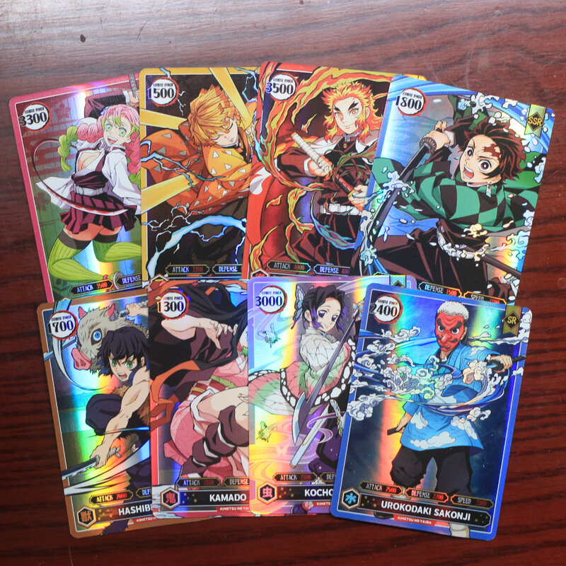 50 sztuk jednoczęściowej karty Flash Anime NARUTO Demon Slayer Color rzadka kolekcja Battle Kamado Tanjirou Monkey D. Luffy Uchiha Sasuke