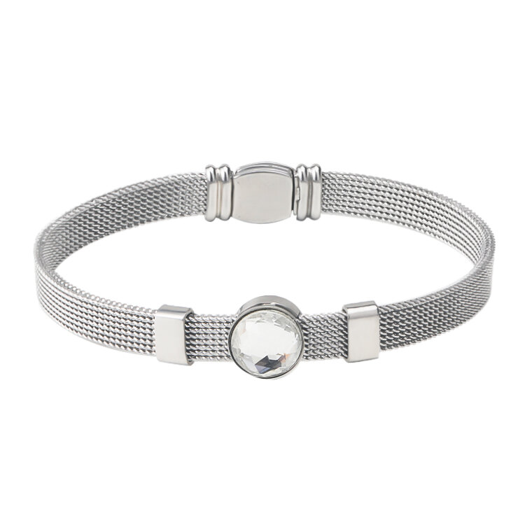 Elio Original Luxury Fine Fashion Jewelry Bright Zircon Heart Tree Of Life Silver Stainless Steel Charm Bracelet For Women