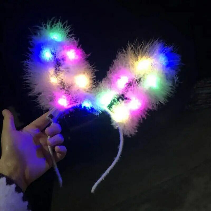 LED Feather Headband Garlands Girls Light Up Hair Wreath Party  Bridesmaid  Festival Costumes  Wedding Ramadan Kids gifts Toys