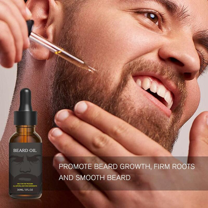 30ml Men Natural Beard Growth Oil Moisturizing Smoothing Conditioner Beard Oil Tools Dashing Gentlemen Beard Care E7Y2