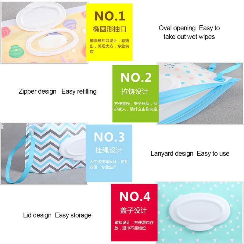 4 pçs bebê toalhetes caso titular portátil wet toalhetes bolsa recarregável leve para mantém toalhetes molhados frescos cuidados com o bebê