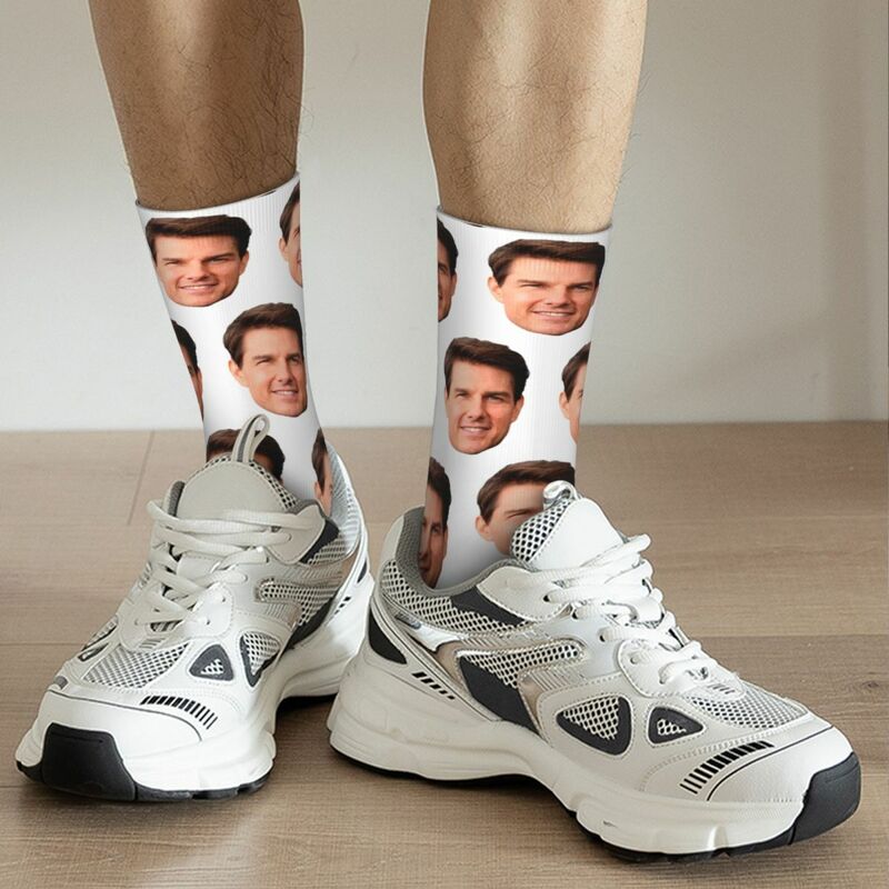 Tom Cruise Face Cutout Socks Harajuku Sweat Absorbing Stockings All Season Long Socks Accessories for Unisex Birthday Present