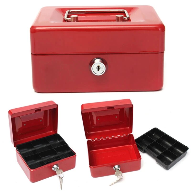 Prático mini caixa de dinheiro em caixa pequena de aço inoxidável bloqueio de segurança com fechadura seguro pequeno ajuste para a decoração da casa 3 tamanho s/m/l