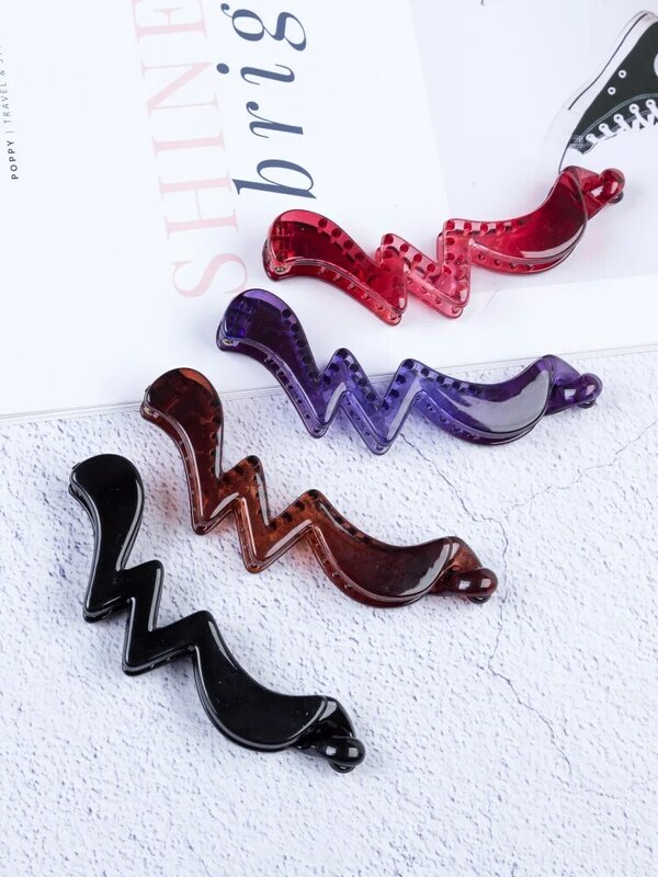 1 Piece Fancyin Banana Clip Hair Clip Hair Accessories  Lightning Shape Plastic Barrettes Geometric Headwear 4 Colors 9cm