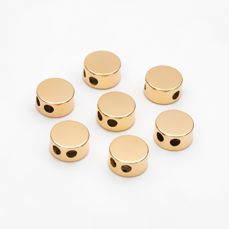 10 pezzi di perline distanziatrici per monete rotonde 9.5/ 10mm, perline Rondelle in ottone placcato oro reale, senza piombo e nichel (GB-3519)