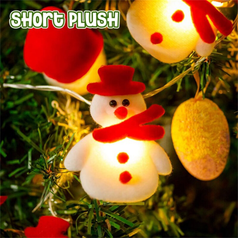 Guirnalda de luces LED de Navidad para decoración de jardín, tira de luces Led de 2000K con diseño de muñeco de nieve, luminosas e impermeables, 10/20 unidades