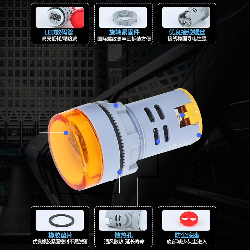 Lampu Sinyal Indikator Daya Ammeter AC Mini LED Tampilan Digital Kecil Kotak Bulat
