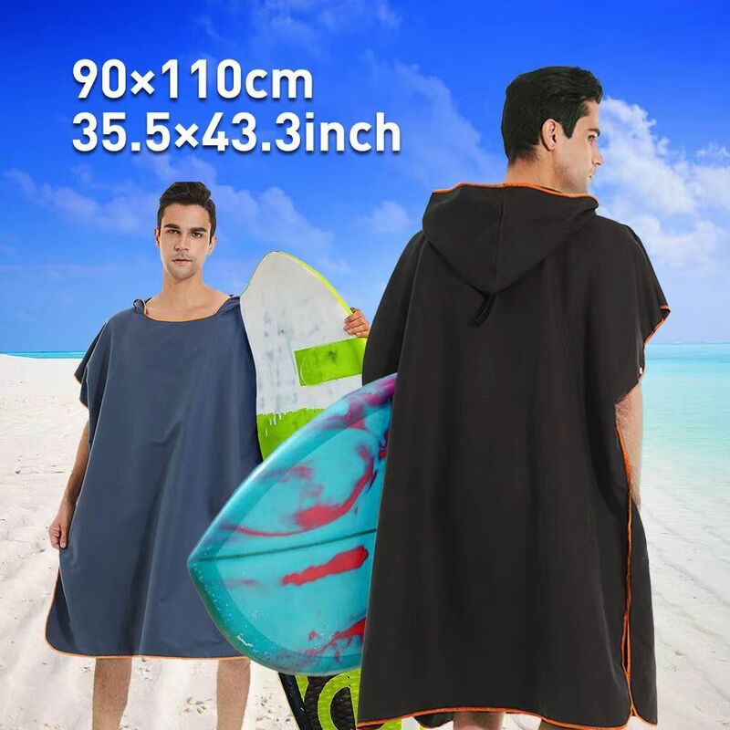 Poncho de surf à séchage rapide pour adultes, robe de plage en microcarence, serviette à capuche, serviette de bain proxy