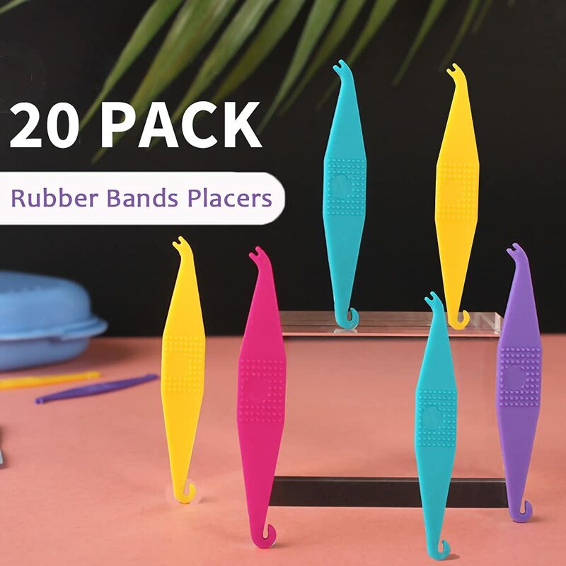 20 Pak Beugels Rubber Band Tool Tandheelkundige Elastische Elastiekjes Placers Voor Beugels Wegwerp Plastic Orthodontische Elastische Placers