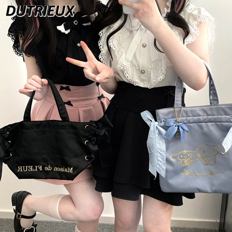 Japanese Mine Lolita Shirt Cute Kawaii Sweet Bow Lace Shirts Small Stand Collar Flounced Sleeve White Blusas Mujer Summer Camisa