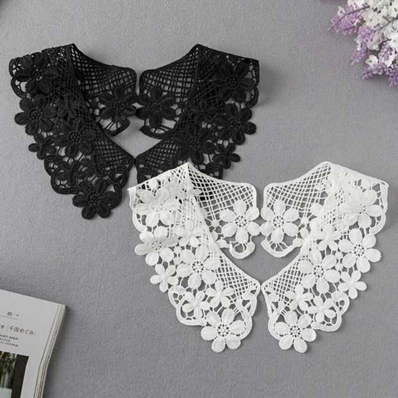 Flower Embroidery Fake Collar Detachable Hollow Lace Collor Shirts Decor Sewing Collar Soft Patch DIY Clothing Accessories