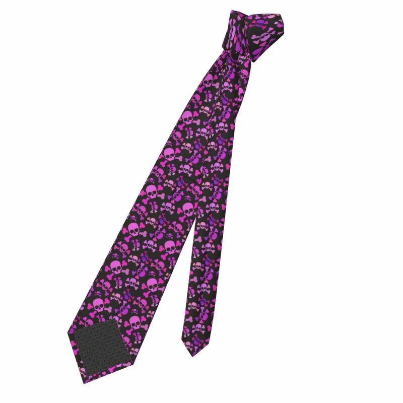 Różowe czaszki krawat mody Cartoon eleganckie krawaty dla mężczyzn kobiet wesele przyjęcie jakości wywinięty kołnierz graficzny krawat akcesoria