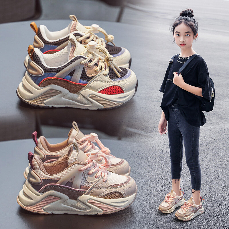 Zapatos deportivos para niños y niñas, zapatillas transpirables de red a la moda, para correr, talla 26-36
