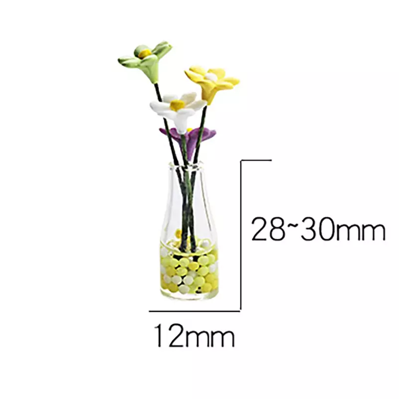 Vase d'arrangement de fleurs de marguerite Miniature, 1 pièce 1/12, modèle de jouet de Simulation pour Mini décoration, accessoires de maison de poupée