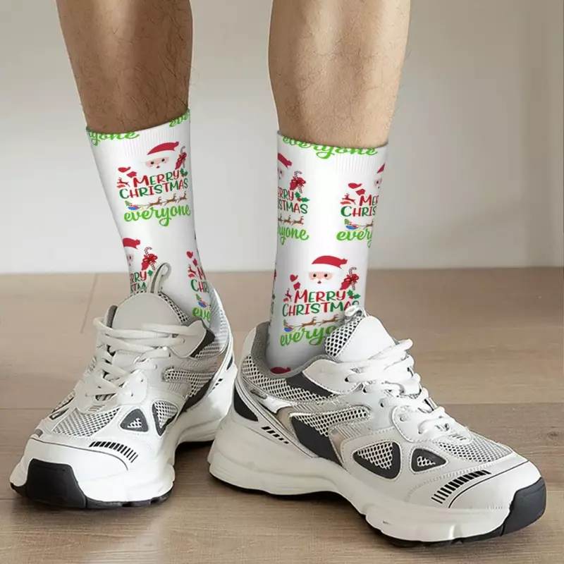 ถุงเท้ายาวลายเมอร์รี่คริสต์มาสสำหรับผู้ชายผู้หญิงชุดถุงเท้าตลกฮิปฮอปสไตล์ฮาราจูกุ