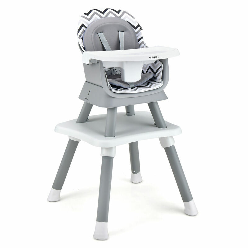 Babyjoy 6-in-1 Baby High Chair Convertible Dining Booster Seat w/ Removable Tray Strip