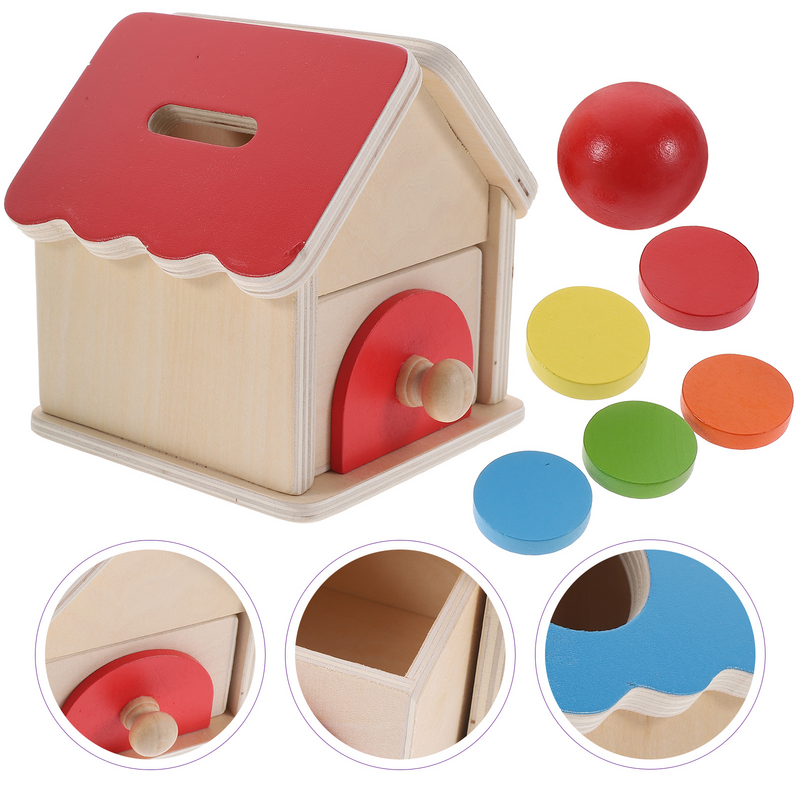 1 Set di oggetti educativi a forma di casa cassetto palla portamonete giocattolo per l'apprendimento prescolare