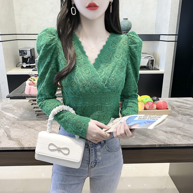 Lace dress women 2023 spring new style slim bottom T-shirt top sexy age reduction trend