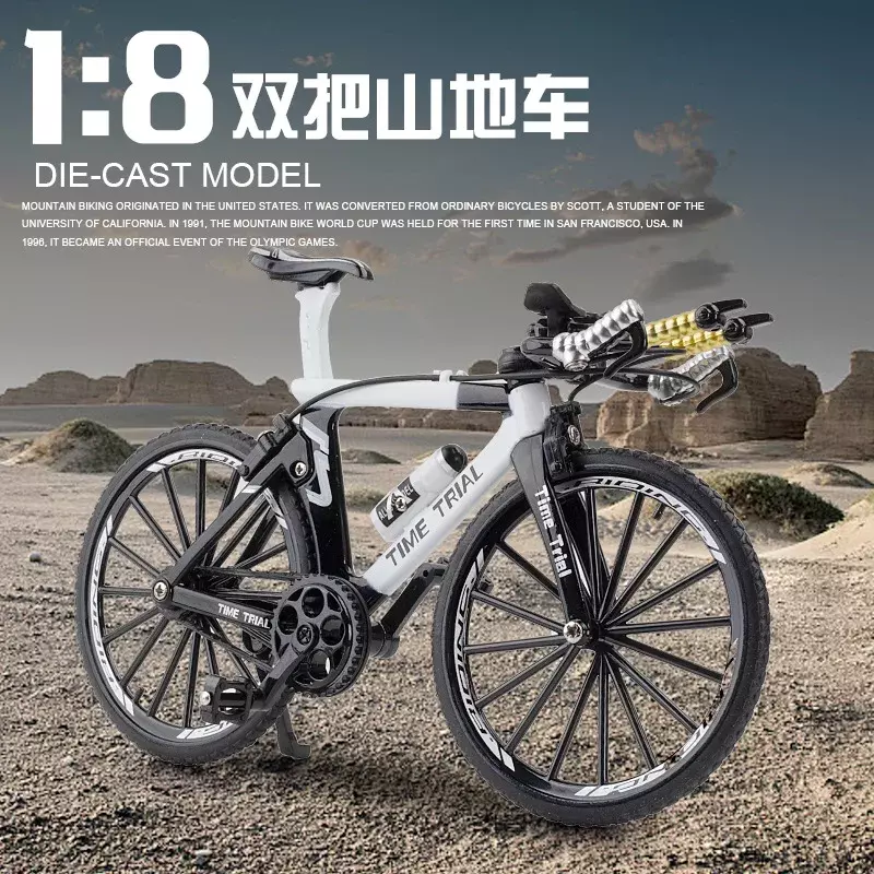 1:8 modello di bicicletta in lega Diecast Metal Finger Mountain bike Racing Toy Bend Road Simulation Collection Toys for children