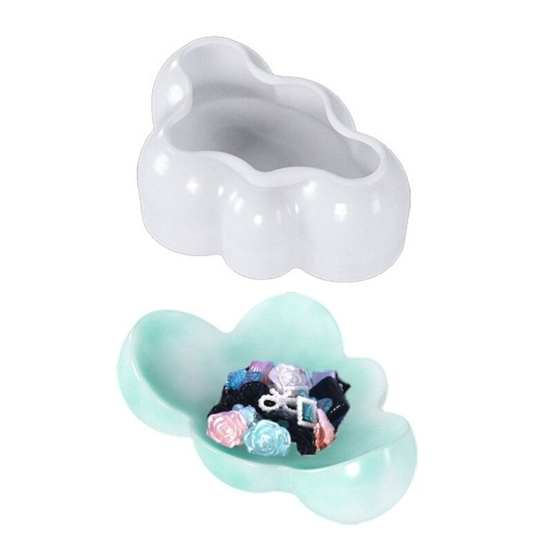 Moule plateau en forme nuage, bougeoir en résine époxy, moule moulage pour bricolage, chandelier, plateau à bijoux,