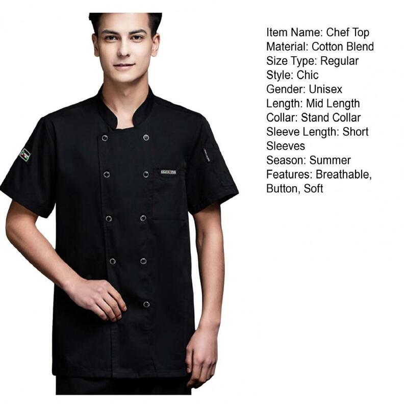 Unisex Chef-Shirt Keuken Met Dubbele Rij Knopen Openkraag Losse Keuken Bakkerij Restaurant Kantine Kelner Top Kok Uniform