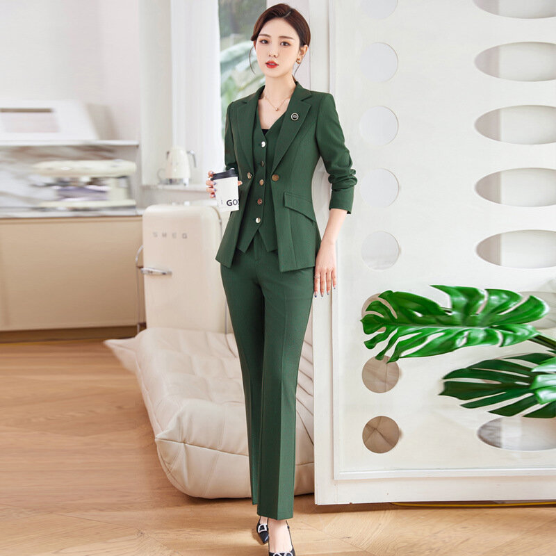 Wysokiej jakości odzież biznesowa garnitur damski jesienny Temperament w stylu bogini wysokiej jakości formalna odzież 2023 nowe sztuczne dwuczęściowe płaszcze