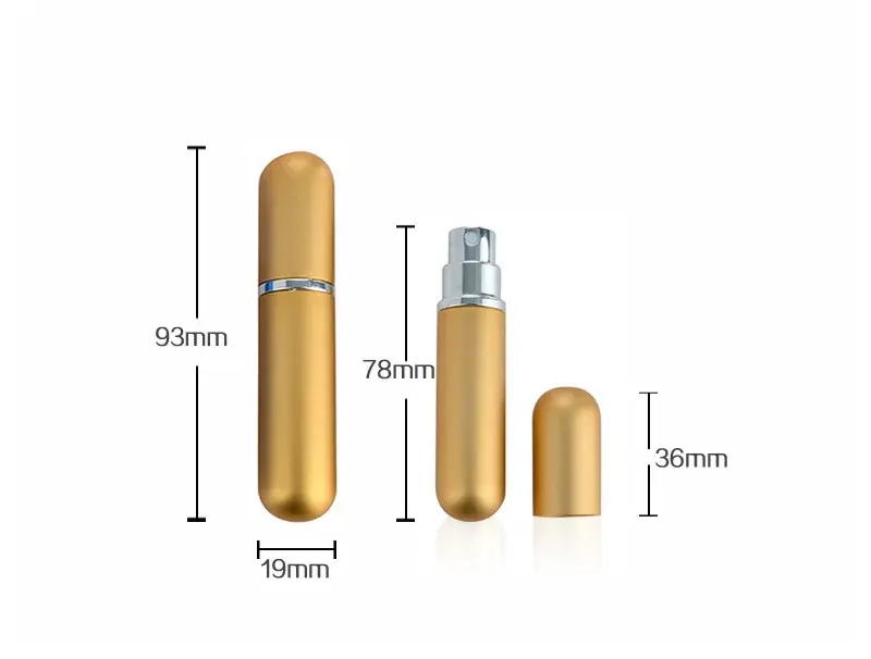 5ml Portable Refillable Perfume Bottle Spray Bottle Empty Cosmetic Containers Travel Aluminum Perfume Atomizer