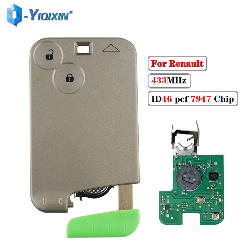 YIQIXIN 2 Button Remote Car Key For Renault Laguna Espace Velsatis 2001-2006 Auto Fob Smart Card Keyless Entry ID46 PCF7947 Chip