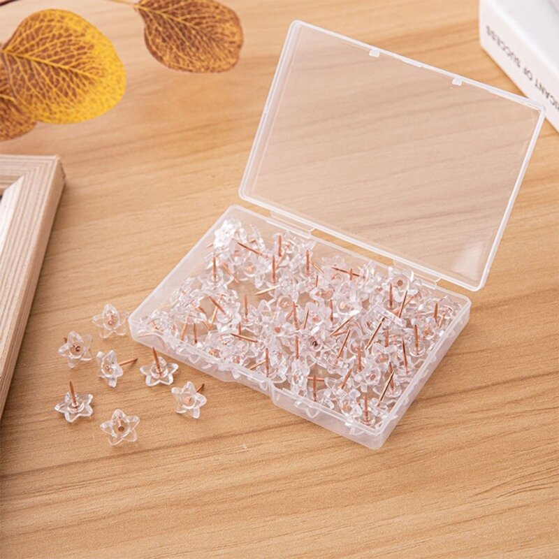 100Pcs Transparent Sewing Pin for Fabric, Push Pins Map Pins for Cork Board